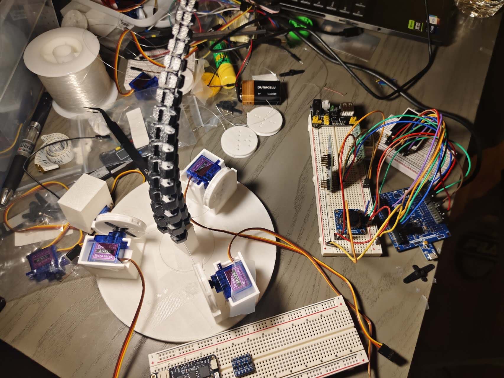 Hardware integration bench for the soft tentacle robot