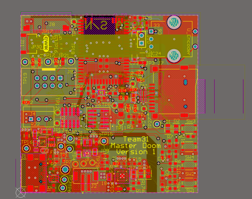 2D PCB layout for the custom embedded board