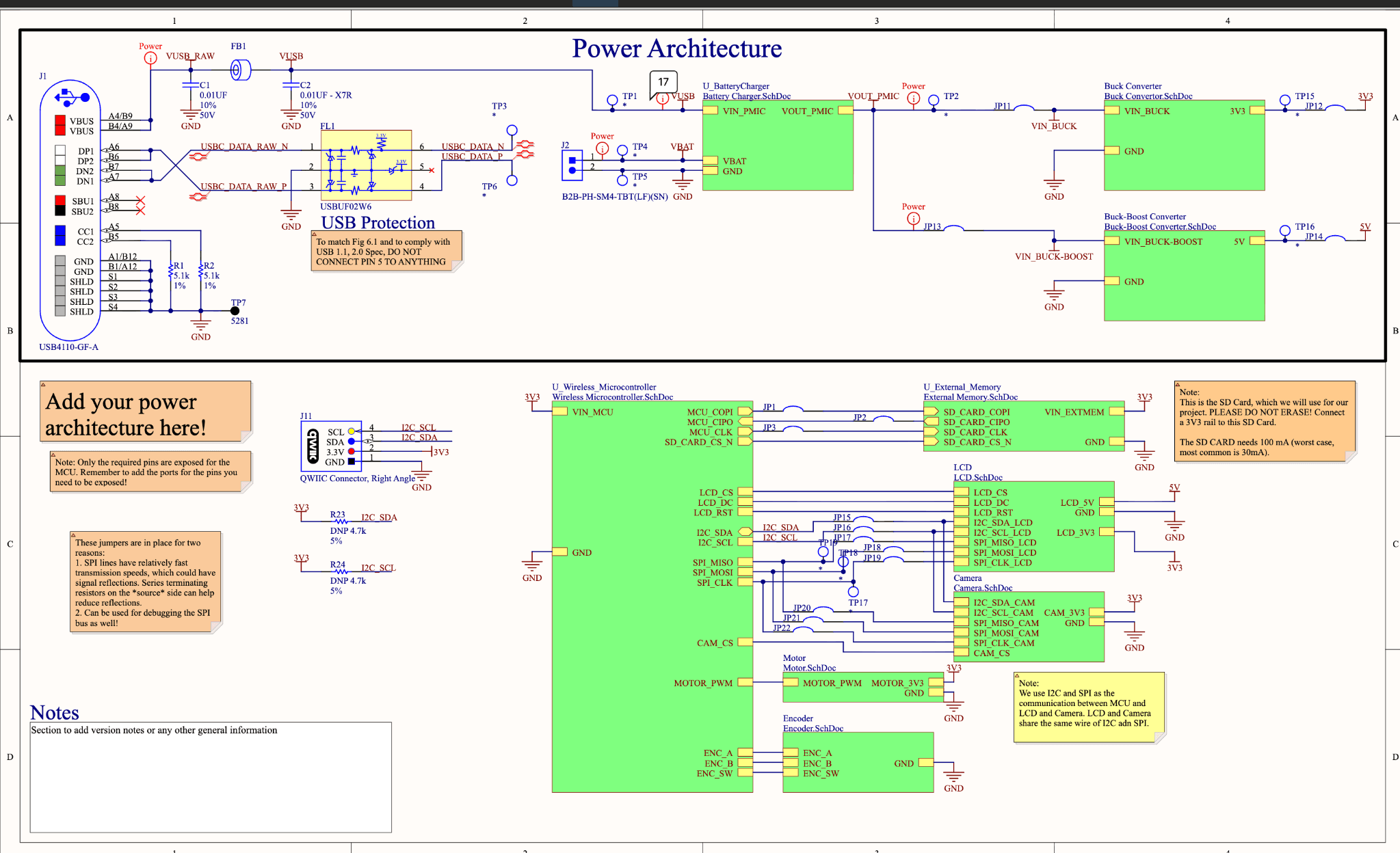 Top-level schematic for the custom embedded PCB